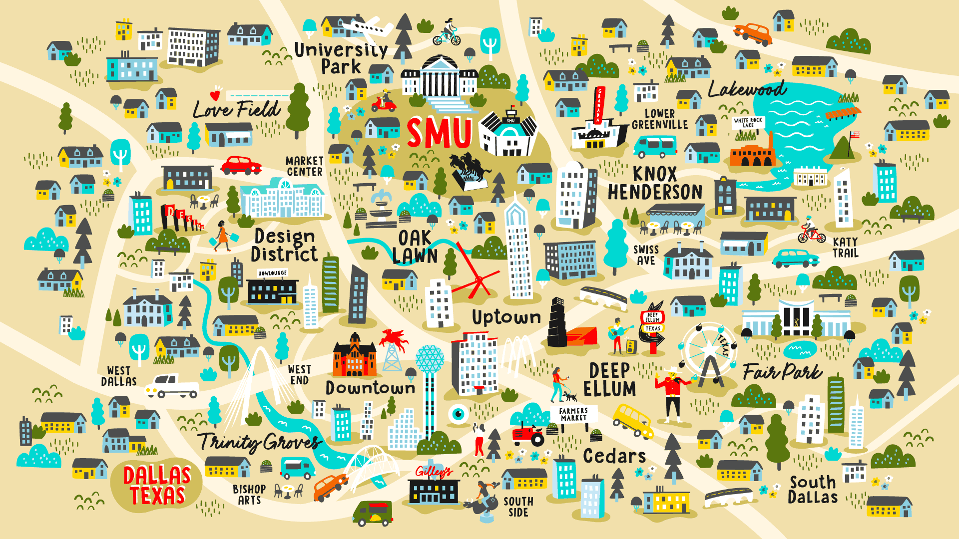 SMU and Dallas map