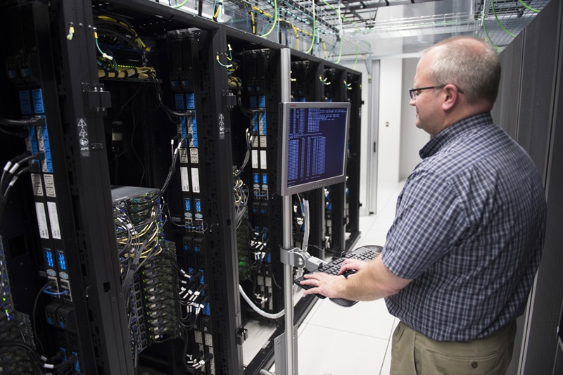 man working on computer